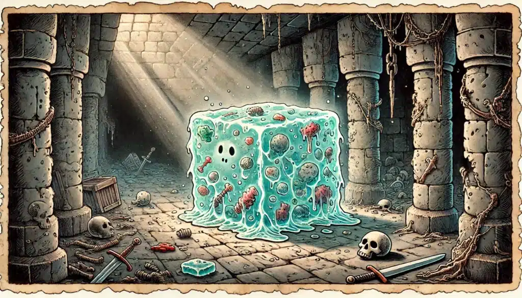 Power Beast Dungeon Gelatinous Cube + 7 Dés de Jeu de Rôle à l'Intérieur pour Dés de Jeu de Rôle Dice Jail, Dés Polyédriques, Wúrfel Set D&D, Dungeon